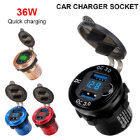 Universal Truck Lighter Socket Plug Car Parts Car Dual USB Charger QC3.0 Quick Charge 3.0 36W for Phone Tablet Camera