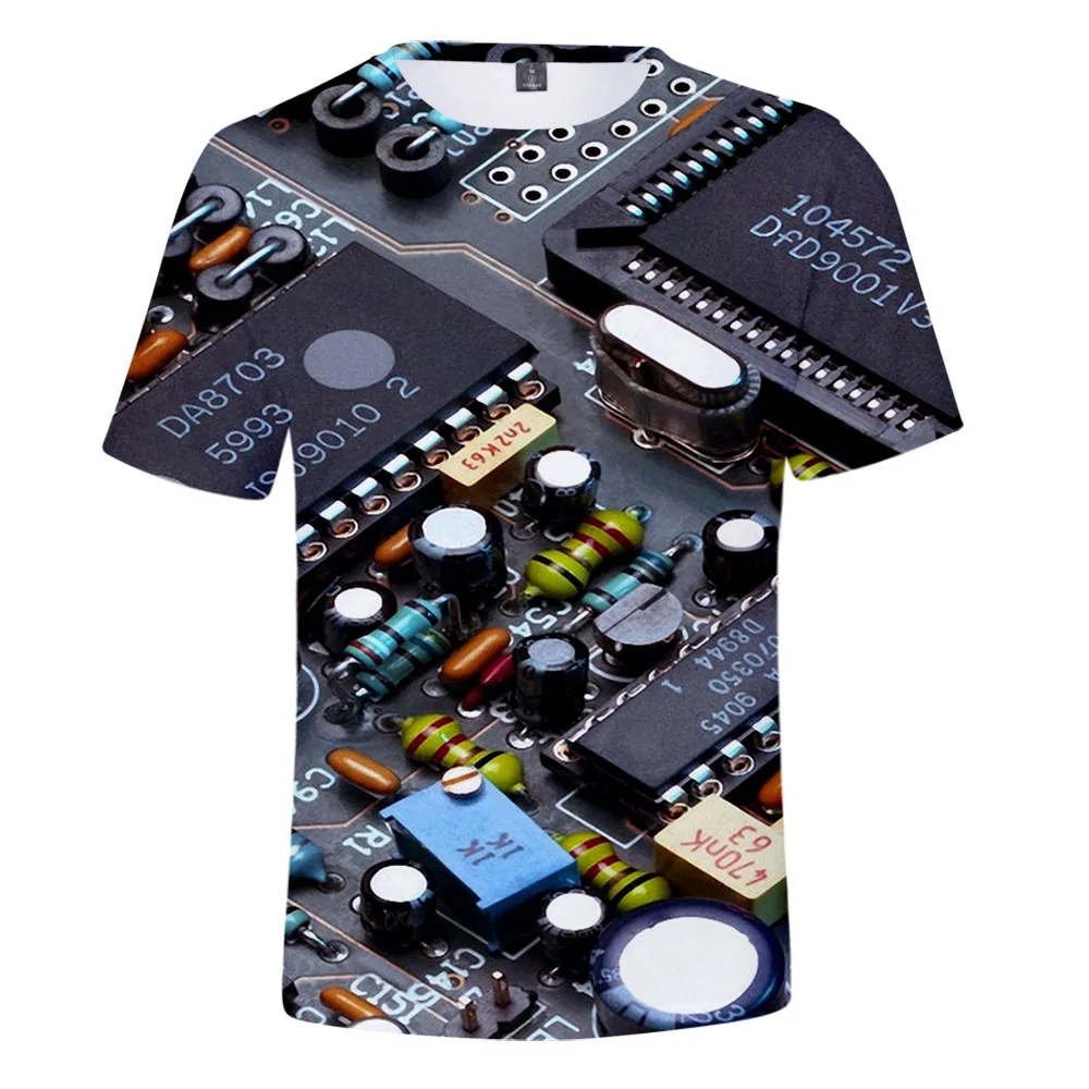 T-shirt manches courtes imprimé pour adultes et enfants, style Hip hop, Cosplay 3D, circuit imprimé, nouvelle collection été 2021