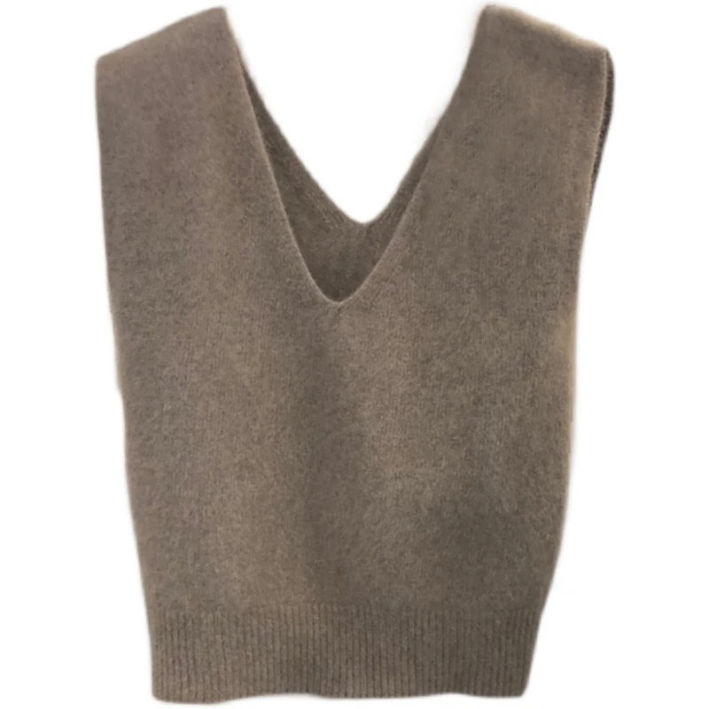 

100% Merino Wool Knitted Tank Tops Women Spring Waistcoats Pullovers Sweater Jumper Sleeveless Vests Coat Female Loose Size