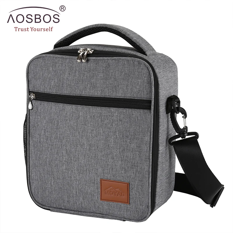 Aosbos Portable Cooler Lunch Bag Oxford Thermal Insulated Food Bags Tote Solid Food Picnic Lunch Box Bag for Men Women Kids