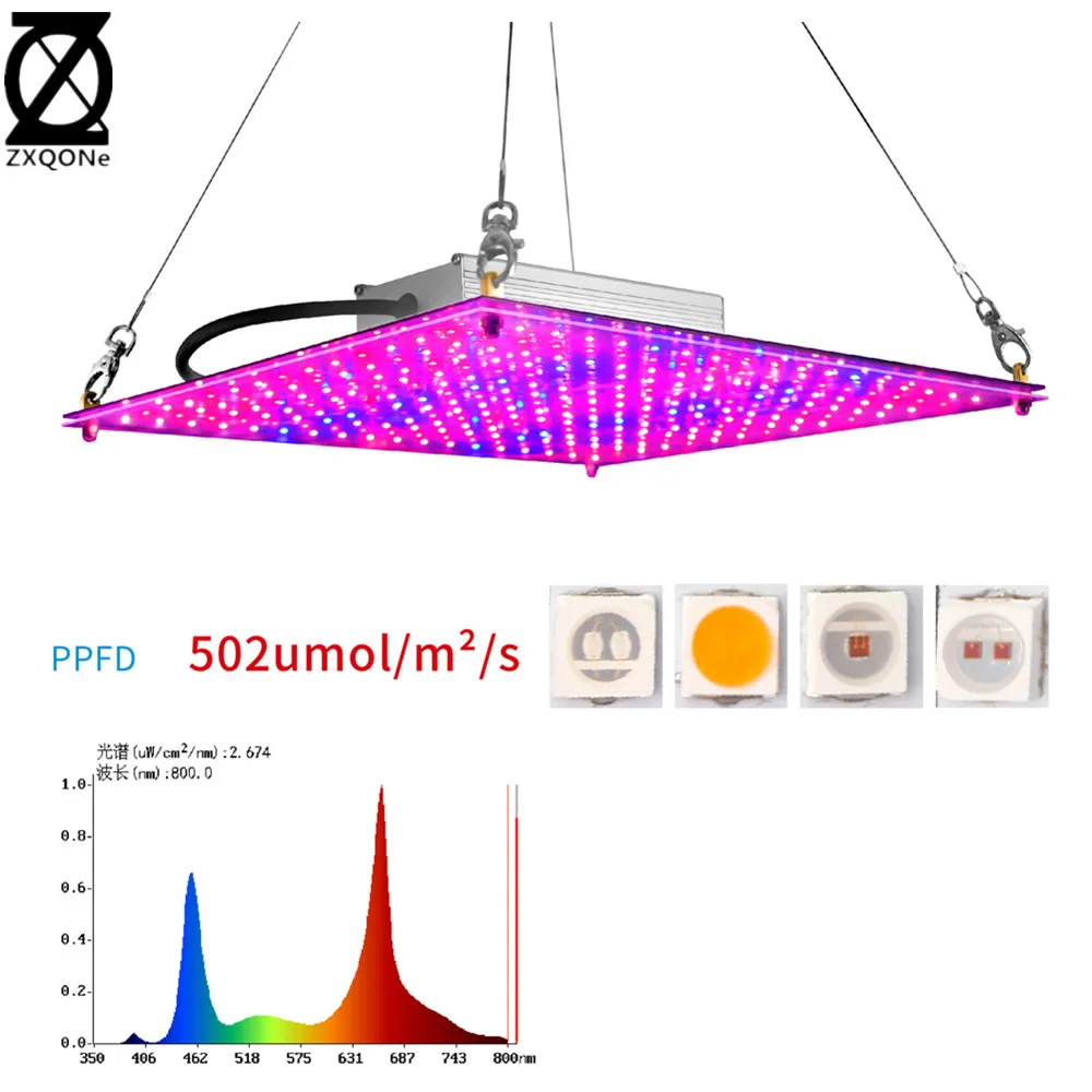 LED Quantum Plant Grow Light, Full Spectrum, 460-780NM, IR, UV, Samsung LM3030, PPFD 502, for Indoor Plant Tent, 1000W