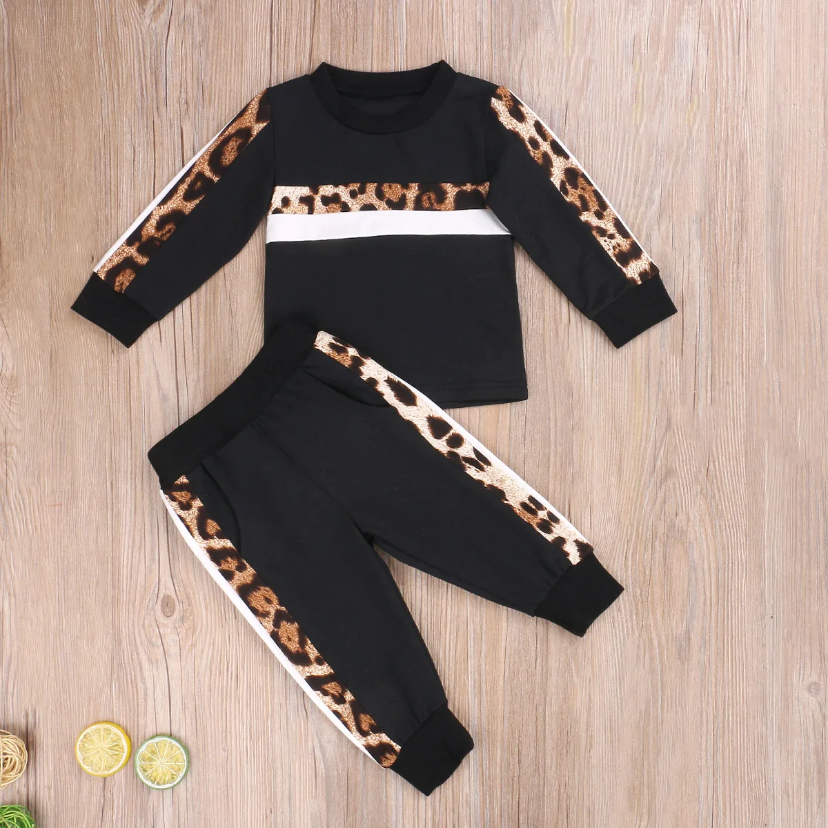 Kids Little Girls Clothes Sets Casual Leopard Print Long Sleeve Pullover Sweatshirt Tops High Waist Pants Outfits 1-6Y