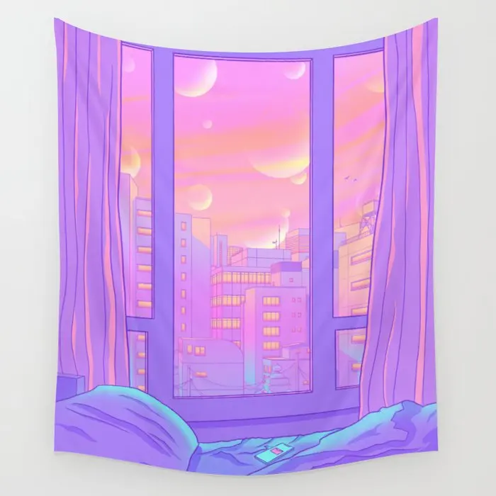 

Shinjuku Summer View Wall Tapestry Background Wall Covering Home Decoration Blanket Bedroom Wall Hanging Tapestries