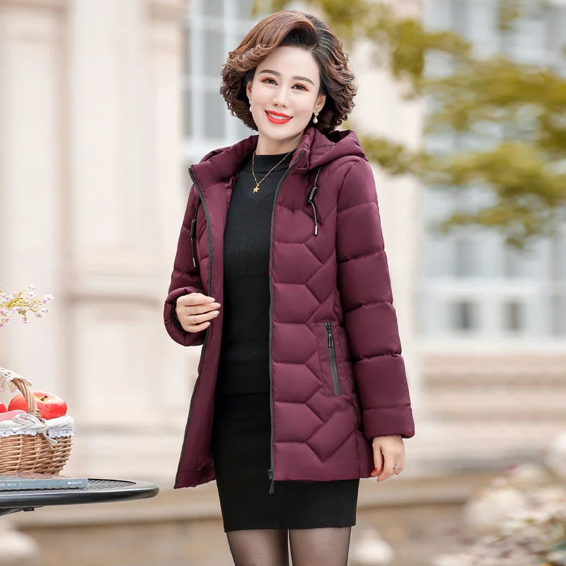 

2023 Mother Winter Down Cotton Coat Women Short Loose Cotton Jacket Thickened Middle-aged Elderly Padded Jacket ParkaA742