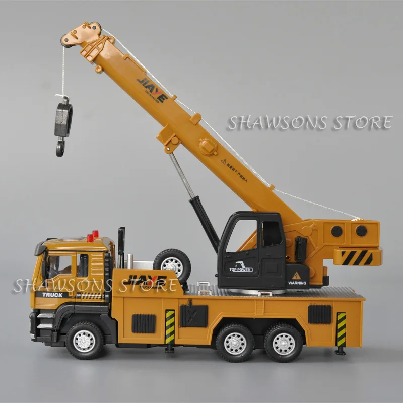 1:50 Scale Diecast Metal Engineering Vehicle Model Toy Crane Truck Lifter Pull Back Miniature Replica With Sound & Light