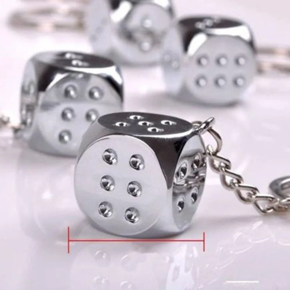 Dice Metal Keychain Creative Alloy Lucky Dice Key Ring Holder Women Charm Keyring Gifts Gadgets for Men Decorative Pendant