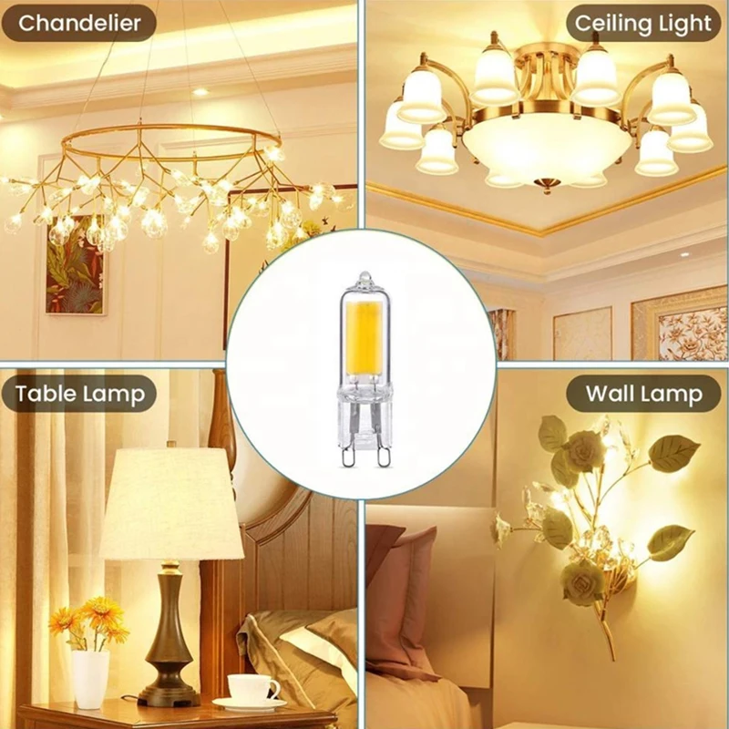 Dimmable LED G9 Light Bulb 6W 9W 12W AC110V 220V COB Glass LED Lamp Replace Halogen Bulb for Pendant Lighting Fixture Chandelier