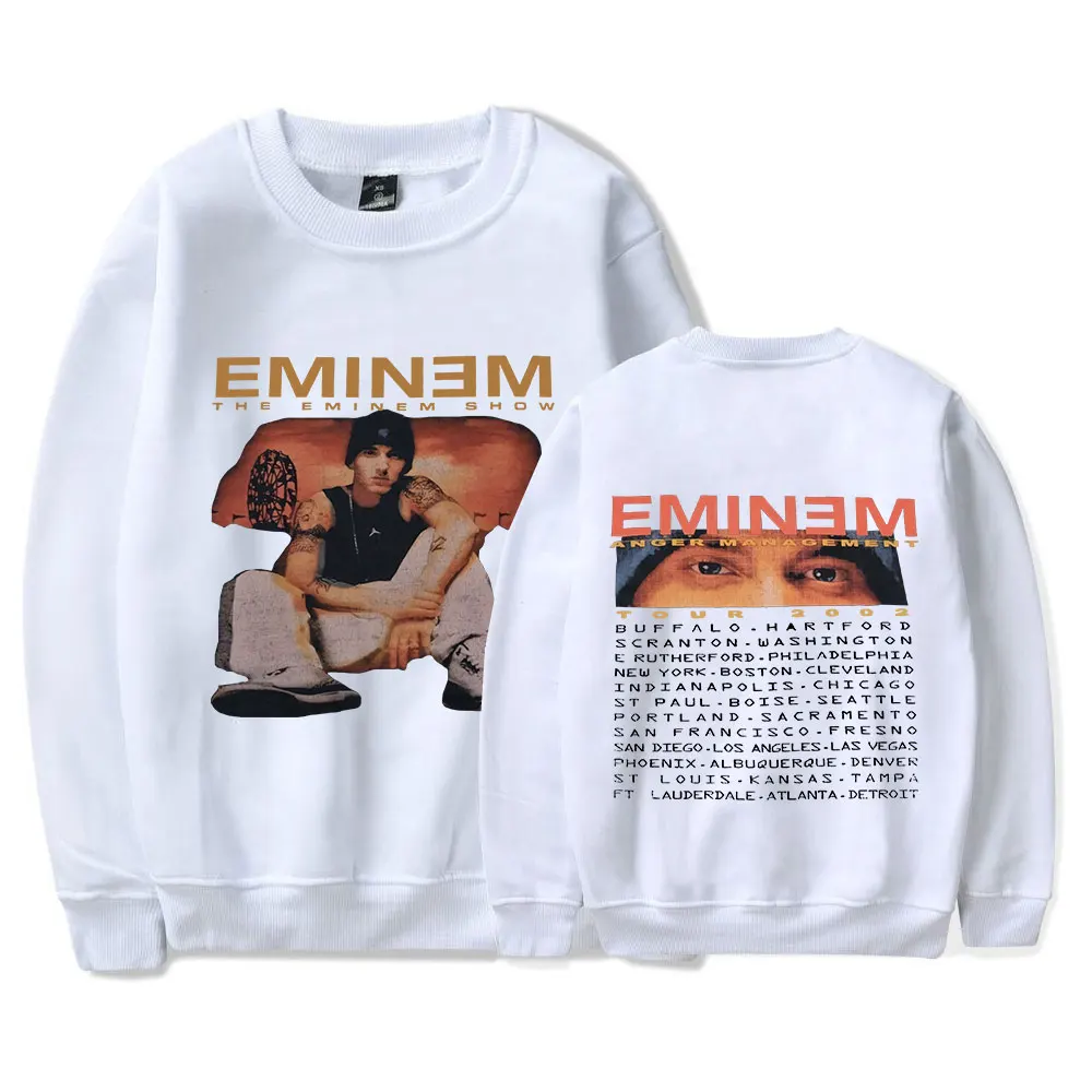 Eminem Anger Management Tour 2002 Hoodies Vintage Harajuku Crewneck Sweatshirt Long Sleeve Fleece Pullover Tracksuit Streetwear