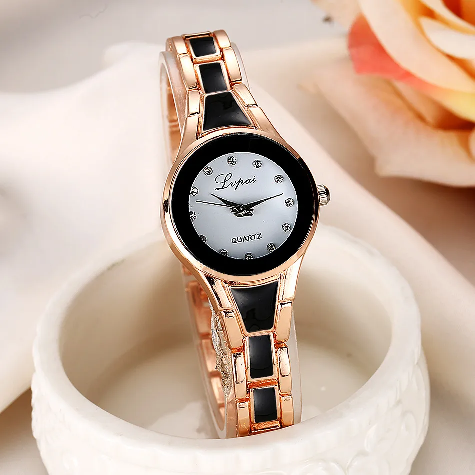 Women Patchwork Stainless Steel Strap Watch White Glass Alloy Dial Watches Ladies Quartz Bracelet Wristwatch Casual Gift Clock