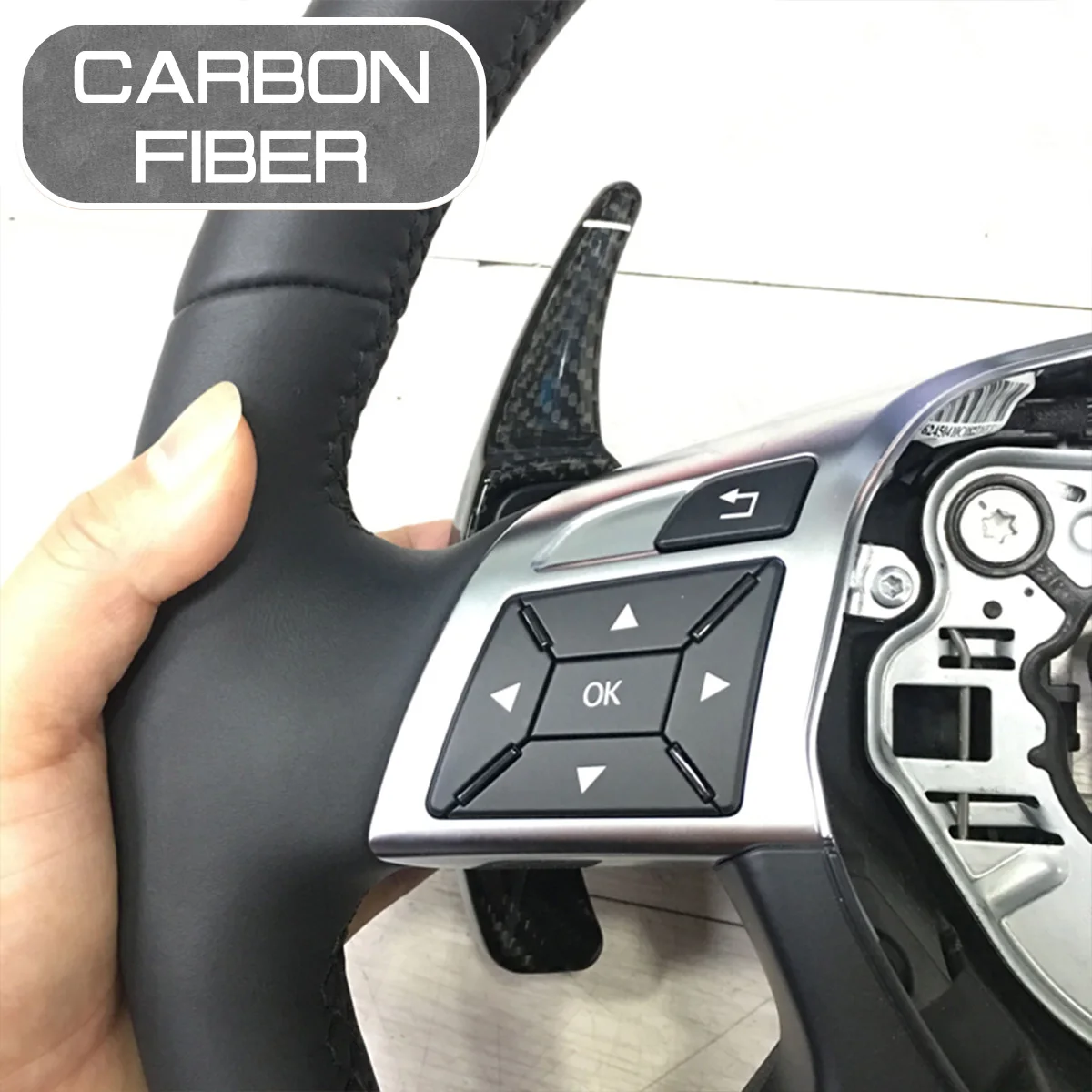 

Carbon Fiber Car Steering Wheel Extend Paddle For Mercedes Benz A/B/C/E/M Class GLK SLK GL Shifters Covers Car Stickers