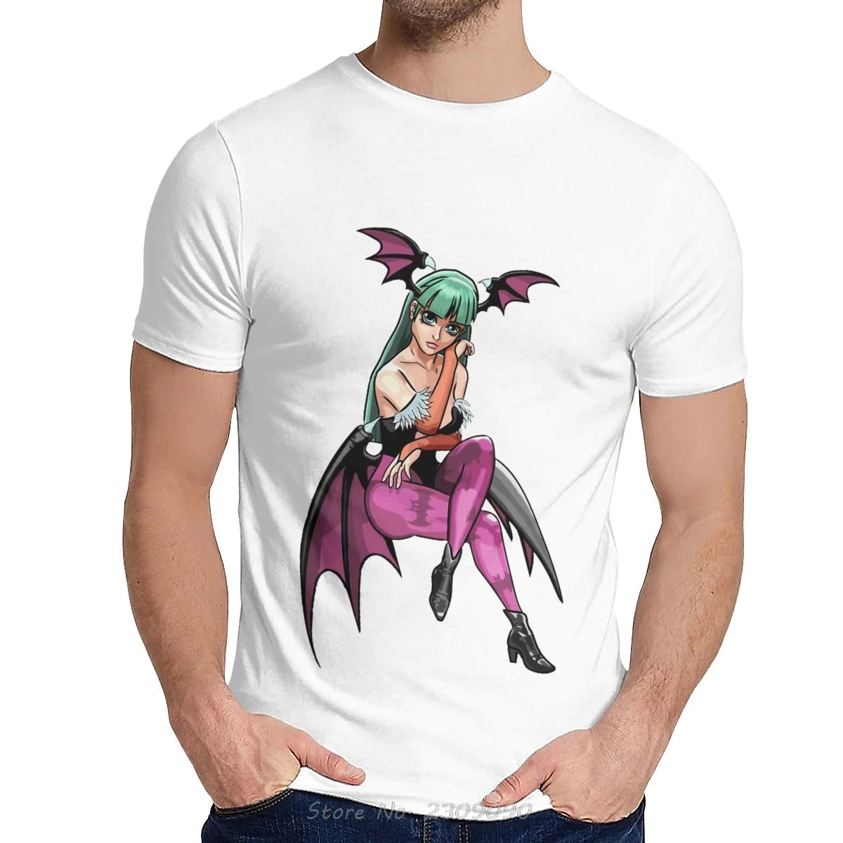 New Darkstalkers T-shirt Morrigan Aensland Tshirt Men Short Sleeve Cotton T Shirt Hip Hop Amazing Classic O-neck Tees Harajuku