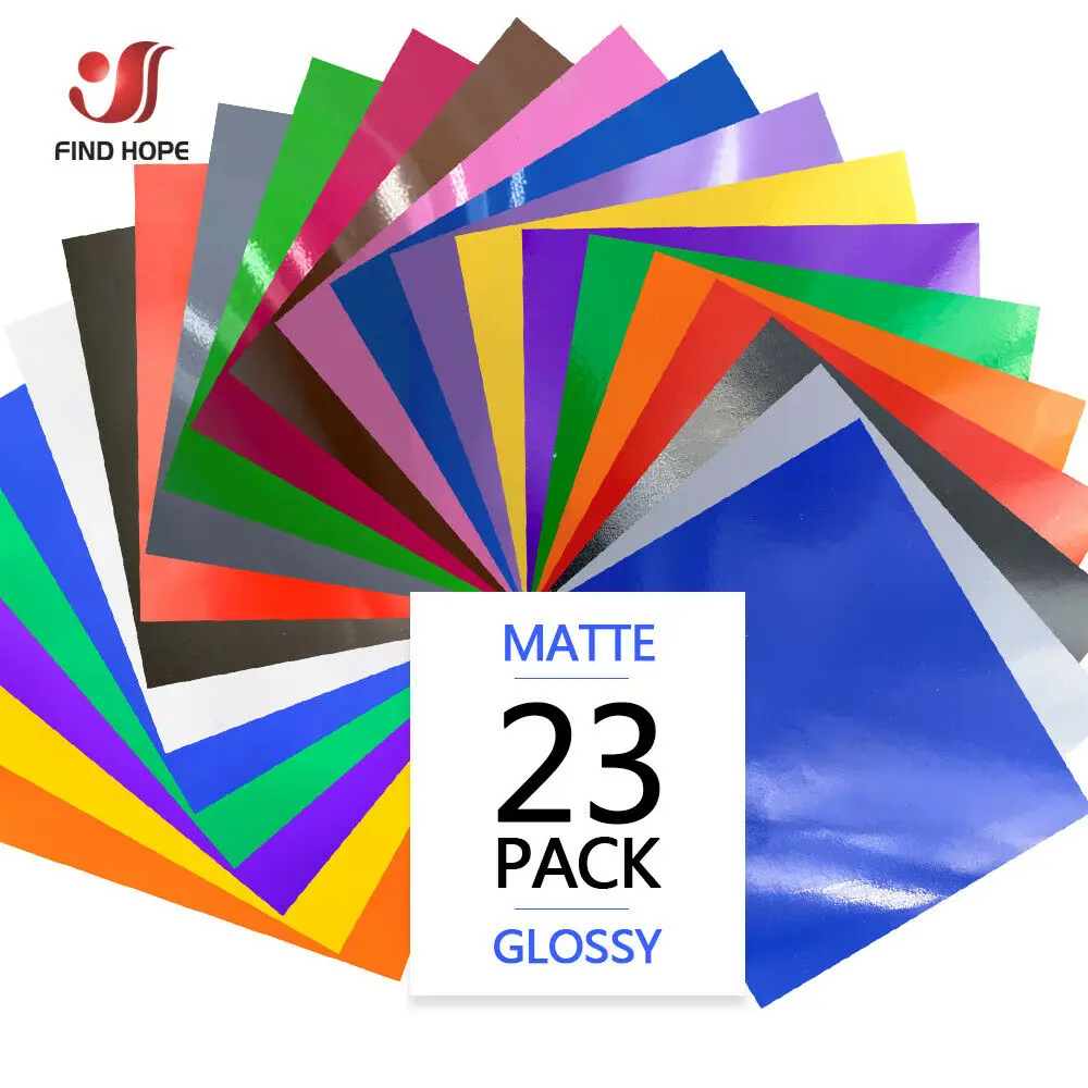 

23 Assorted Colors 12"x10" Bundle Adhesive Vinyl Sheets for Decor Sticker Weeding Craft Cutter Printers Letters Car Decal Film