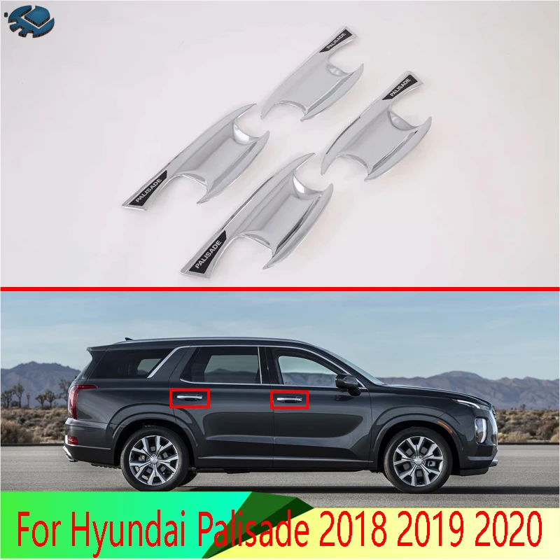 For Hyundai Palisade 2018-2022 ABS Chrome Door Handle Bowl Cover Cup Cavity Trim Insert Catch Molding Garnish