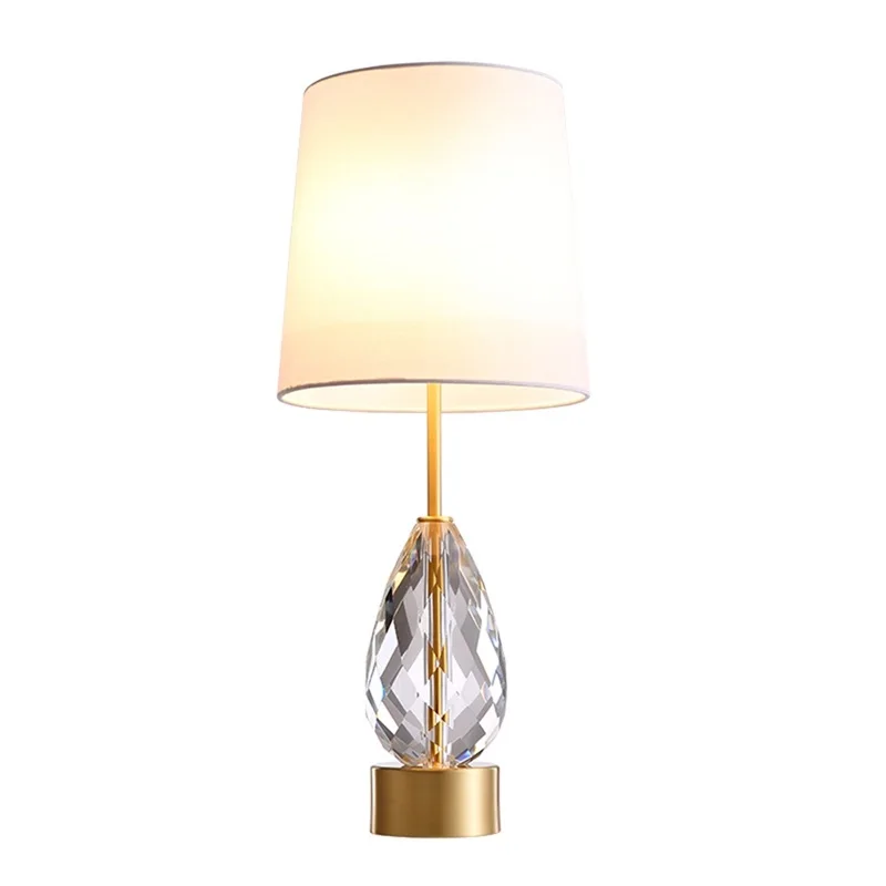 OUFULA Brass Table Lamp Contemporary Creative Desk Lighting Crystal LED  Decoration for Home