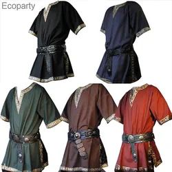 S-6XL Taille Halloween Médiéval Costume Viking 7.5 ate Chemise Adultes oral alier Kokor Tunique Norman LARP Y-Manches Courtes Pour Hommes 2022