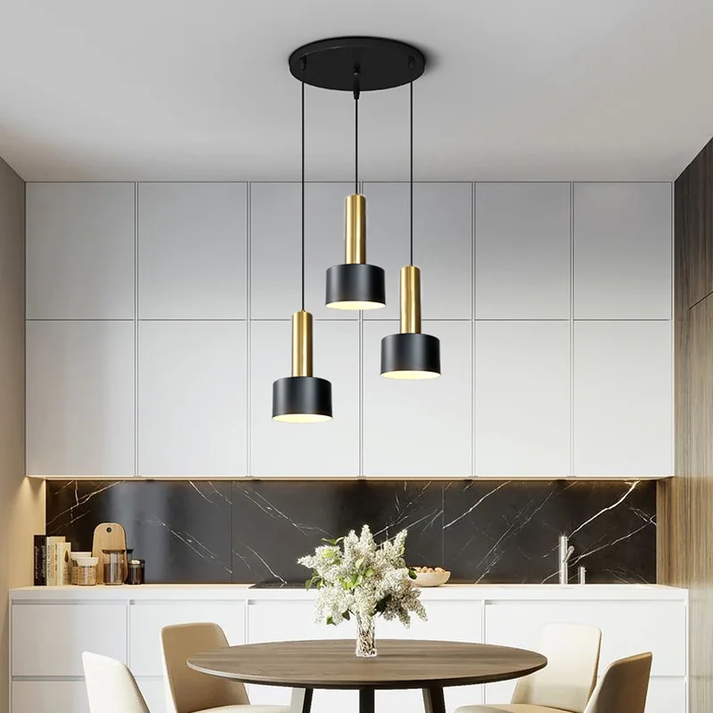 

Round Pendant Light Modern Dining E27 Led Pendant Lamp for Coffee Bar Hanging Lamps Nordic black Iron Lampshade pendent light