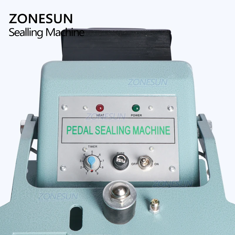 ZONESUN Pneumatic Foot Pedal Heat Sealing Machine Dry/Wet Aluminum Foil Plastic Bag Heating Sealer Food Beverage Machinery