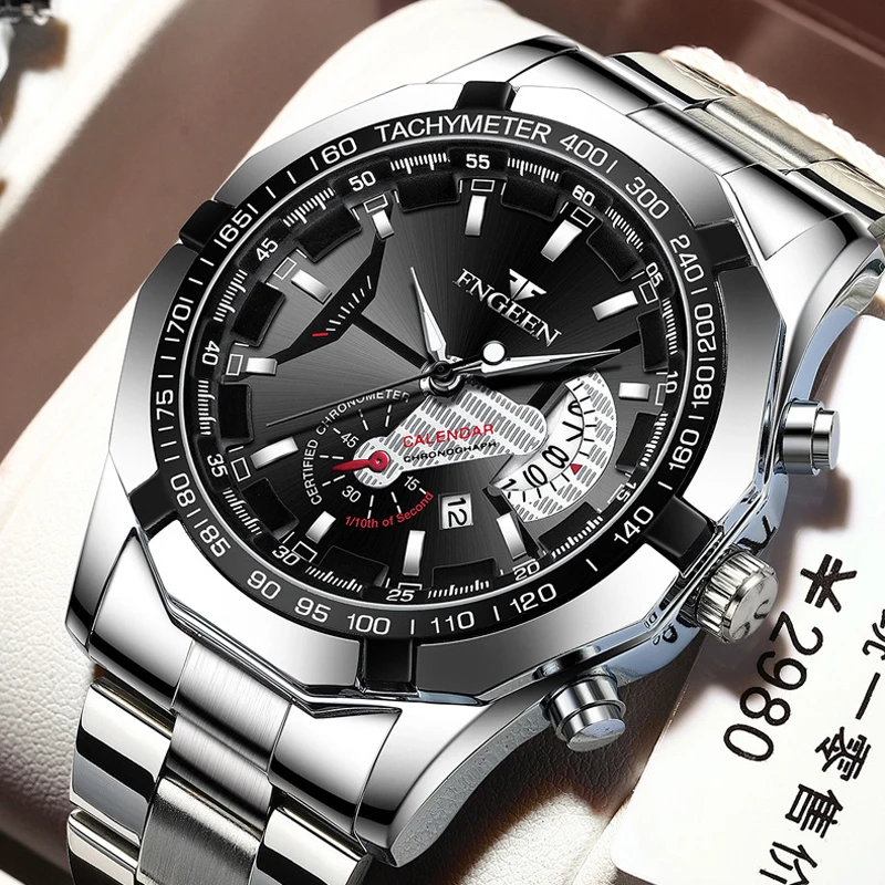 Fngeen novo conceito de relógios de quartzo moda casual esportes militares relógio de pulso relogio relogio masculino de luxo à prova d\' água s001