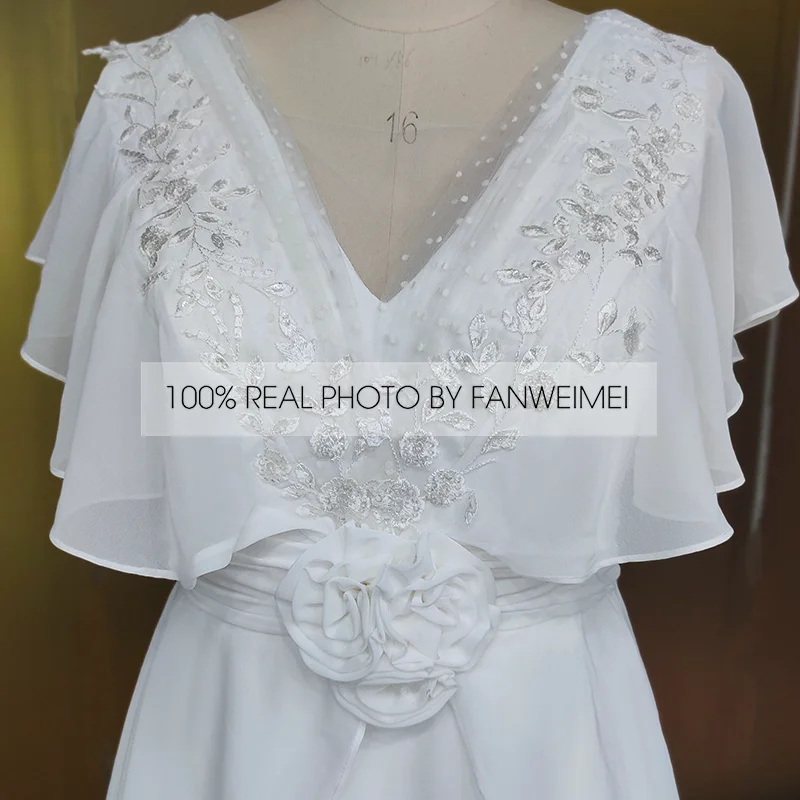 Bohemian V-ausschnitt Brautkleider EINE Linie Strand Hochzeit Kleider Boho Braut Weiß Spitze kleid 2021 Backless für frauen vestidos