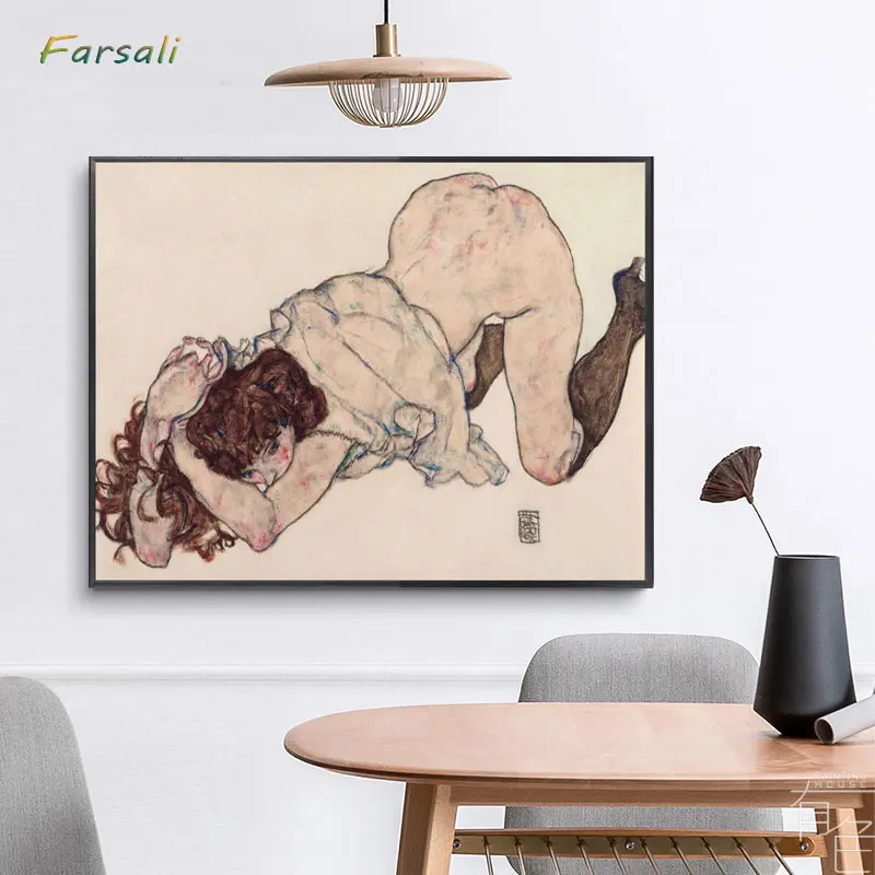 Egon Schiele مجردة الرجعية النفط اللوحة الأصفر مدينة قماش الفن طباعة ملصق صورة جدار ديكورات منزلية الجداريات/طباعة فنية