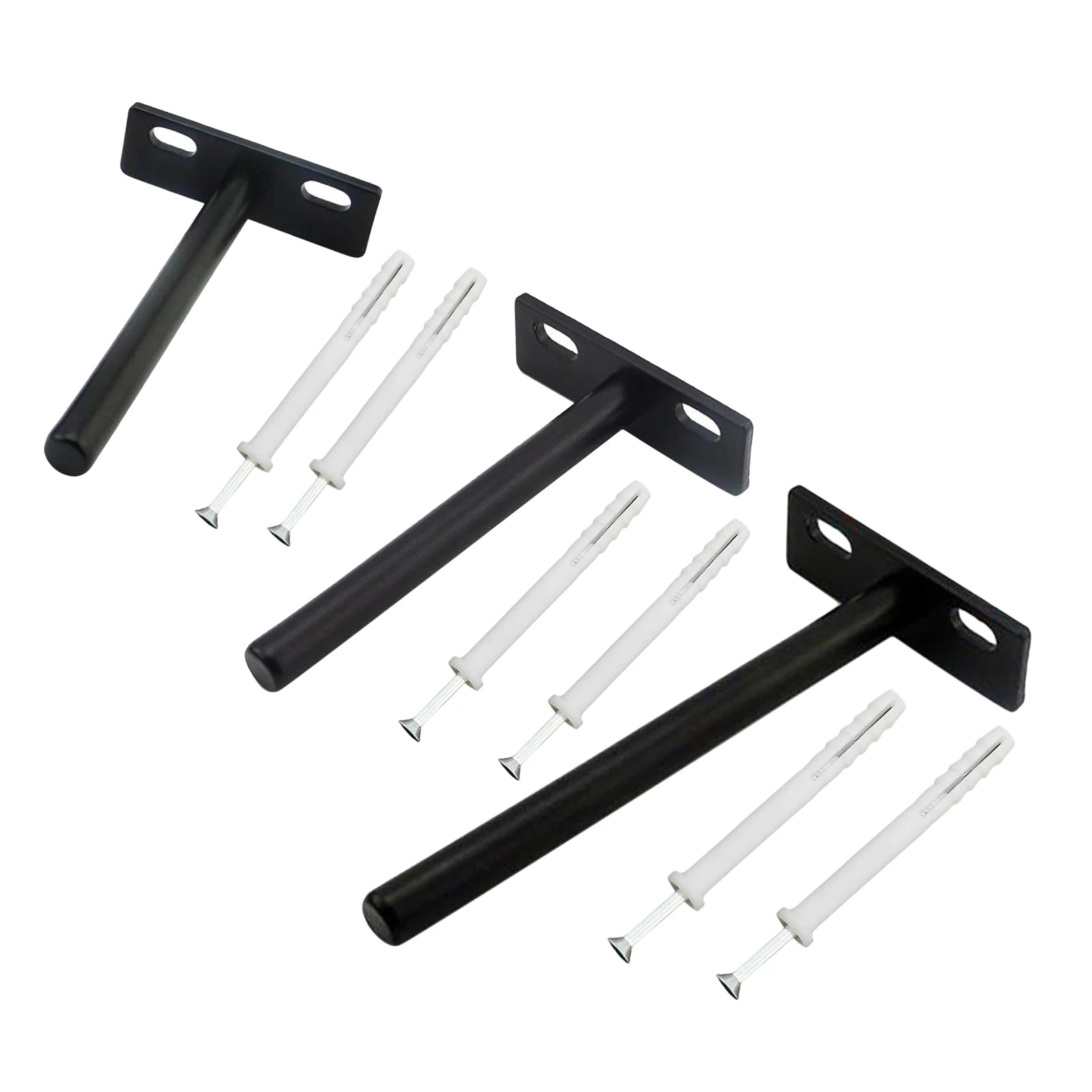 Braket Rak Mengambang Braket Tersembunyi Tugas Berat Mendukung Rak Buta Dinding 3/4/5 Inci, HITAM