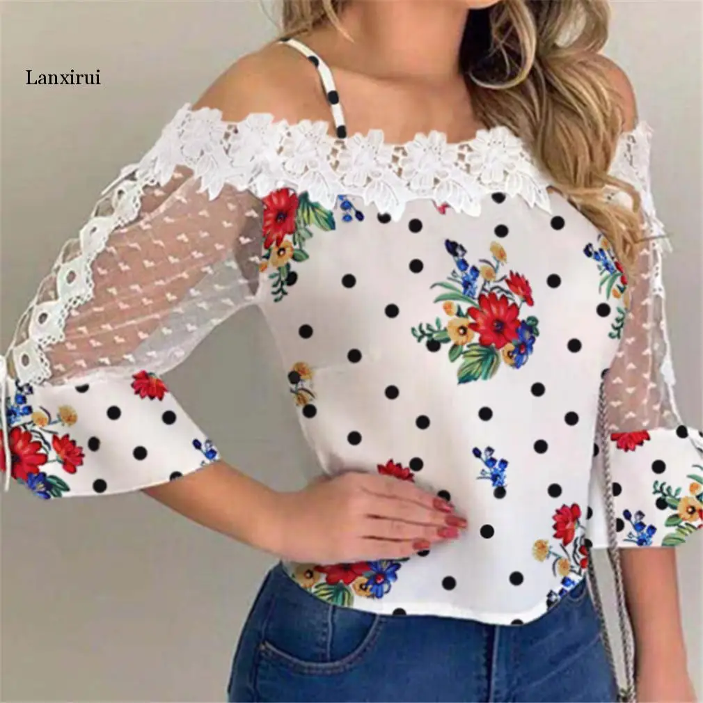 Lace Women's Shirt Blouse Ruffle Long Sleeve Backless Blouse Women O Neck Fashion Woman Blouses Hollow Out Spring Top New