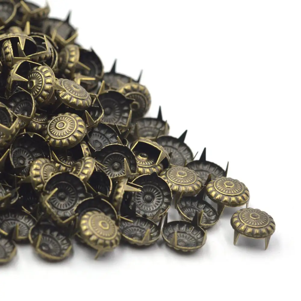 KALASO 100PCS Wholesale 11mm Bronze Color Antique Dome Stud Claw Rivets DIY Craft Supplies Leathercraft Handmade Accessories