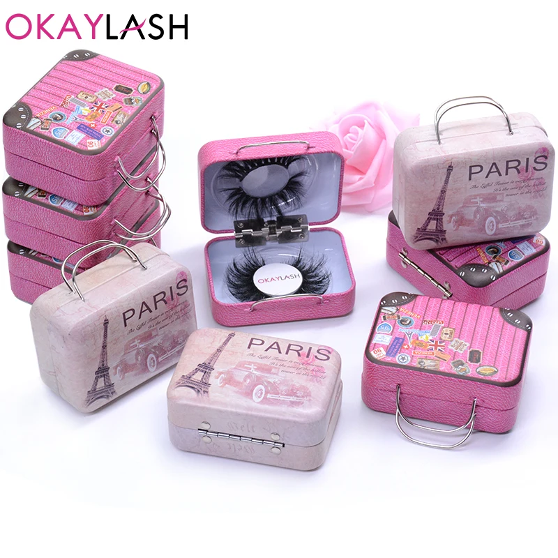 OKAYLASH Mini Steel Empty Case High Quality 25mm long Eyelash Packaging Box Attractive Lashes Suitcase Wholesale Factory Price