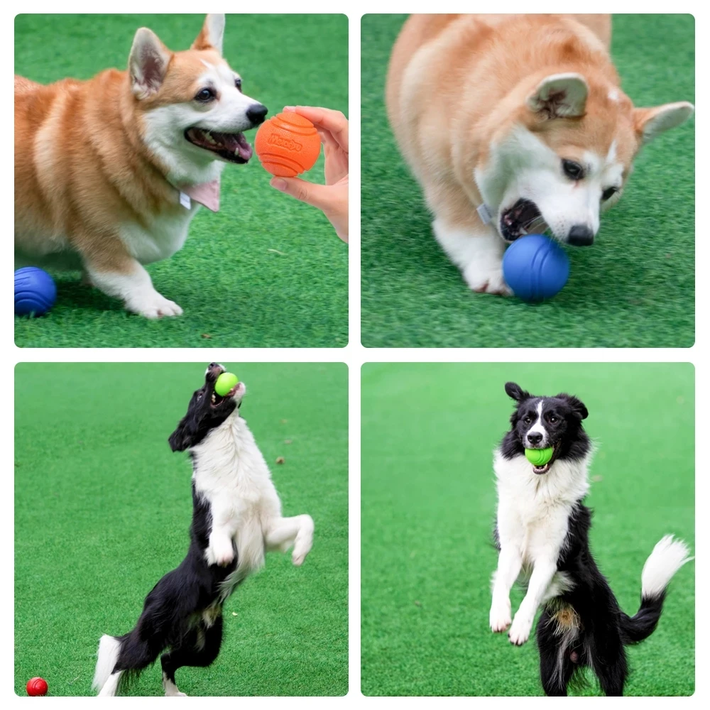 Pelota de goma resistente a las mordeduras para perros, juguete para cachorros, peluche, Pitbull, Color rojo, sólido, suministros para mascotas, S-XL