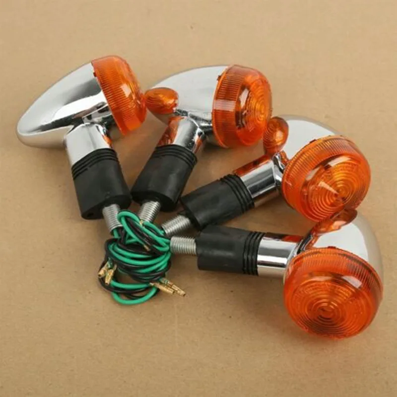 Motorcycle 2 Pair Chrome Amber Bullets Turn Signals Light For Kawasaki VN KZ Vulcan 500 750 10mm view 5