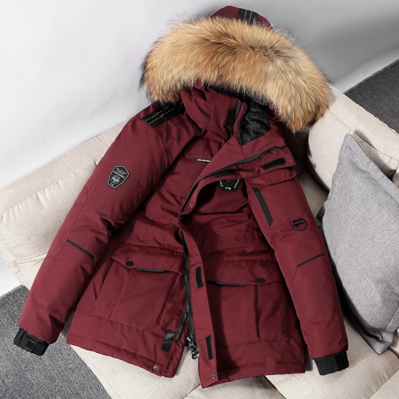 Unten Jacke Mens Fashion Arbeitskleidung Neue Stil Junge Puffer Jacke Kurze Verdicken Outdoor Warme Winter Weiße Ente Unten Mäntel