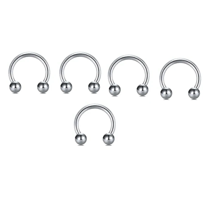 5pc 16G Nose Hoop Rings Stainless Steel Nose Horseshoe Hoop Rings Eyebrow Lip Ear Tragus Septum Piercing Jewelry Hanger Retainer