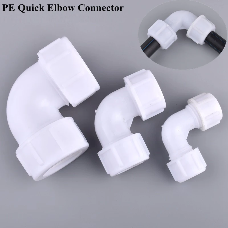 

1Pc 20-63mm PE Elbow Quick Connector, Agricultural Watering Irrigation System Water Pipe Joint Garden Greenhouse Tube Fittings