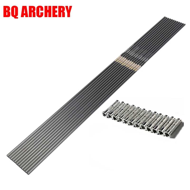 

12pcs Pure Carbon Arrows Shaft ID4.2/6.2mm Spine300-800 Compound Traditional Recurve Bow Hunting Archery