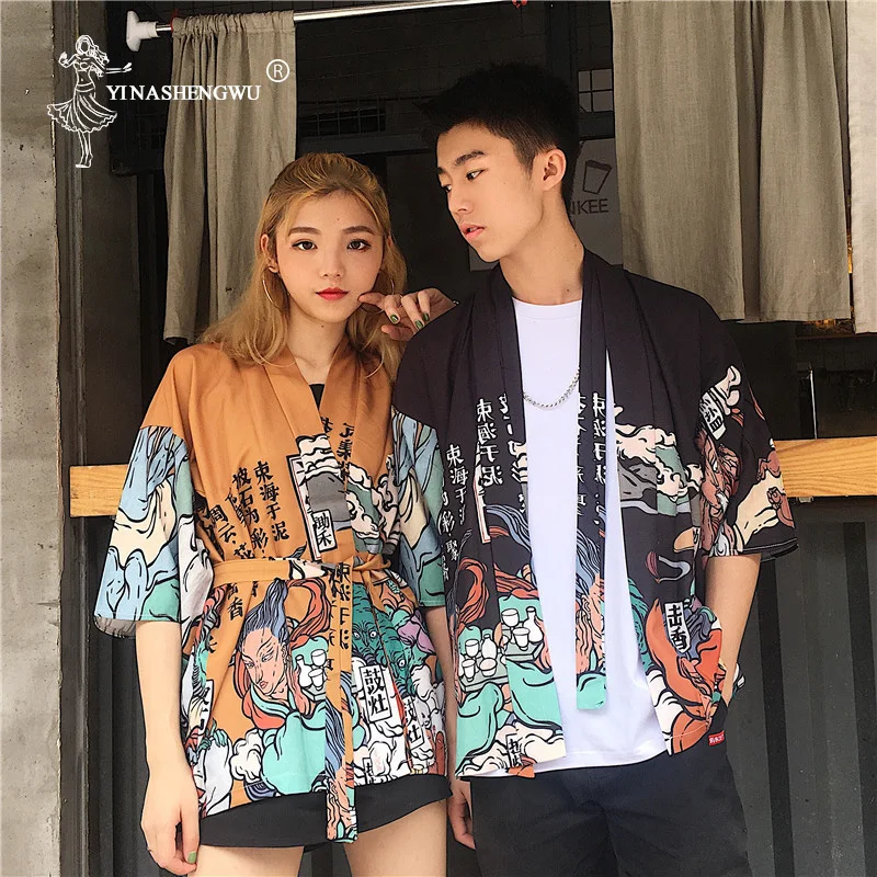 Kimono con estampado Kawaii de grulla para mujer, traje de 14 estilos, camisetas Yukata Harajuku, cárdigan japonés Haori para chica