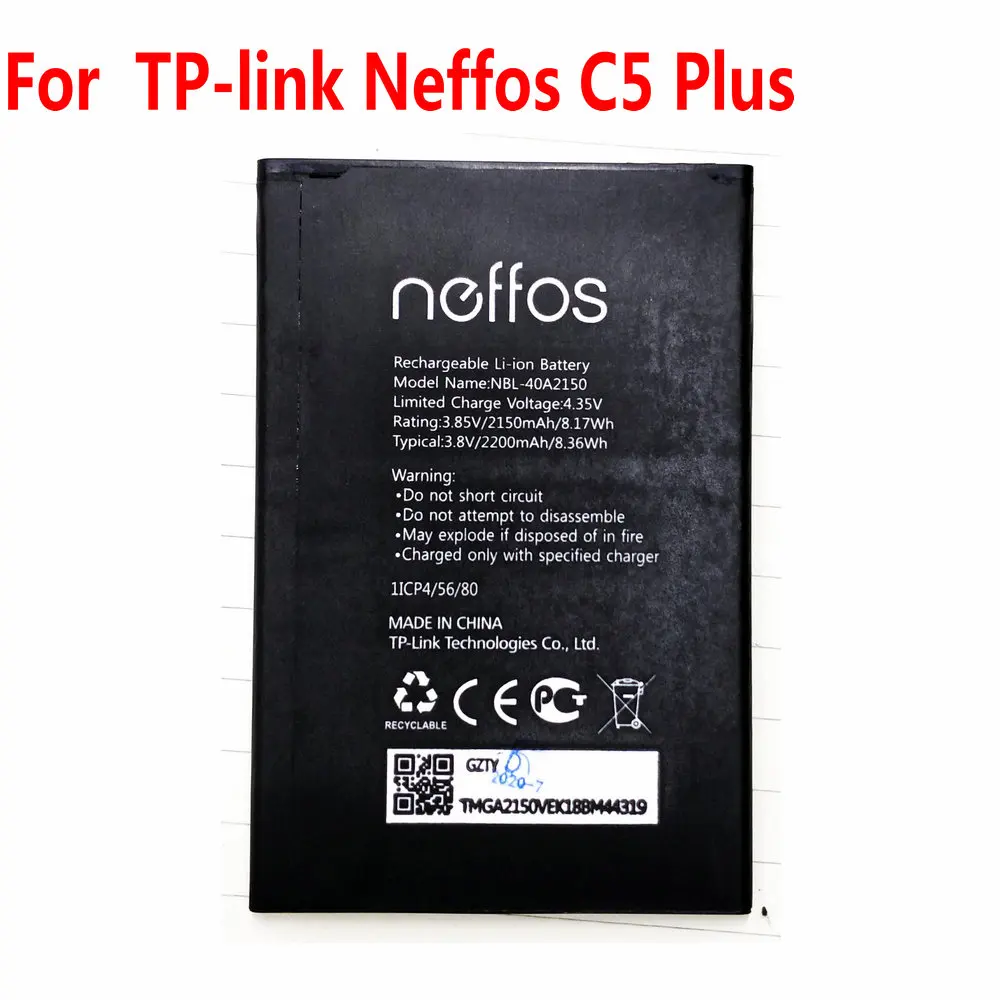 3.8V 2150mAh NBL-40A2150 Battery For TP-link Neffos C5 Plus NBL-40A2150 Mobile Phone