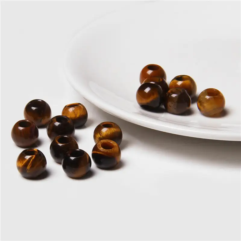 10pcs/Lot 8x14mm 5mm Big Hole Natural Round Jades Jaspe Stone Crystal Spacer Beads Charm Pendant For Jewelry Making Accessories - Image 42