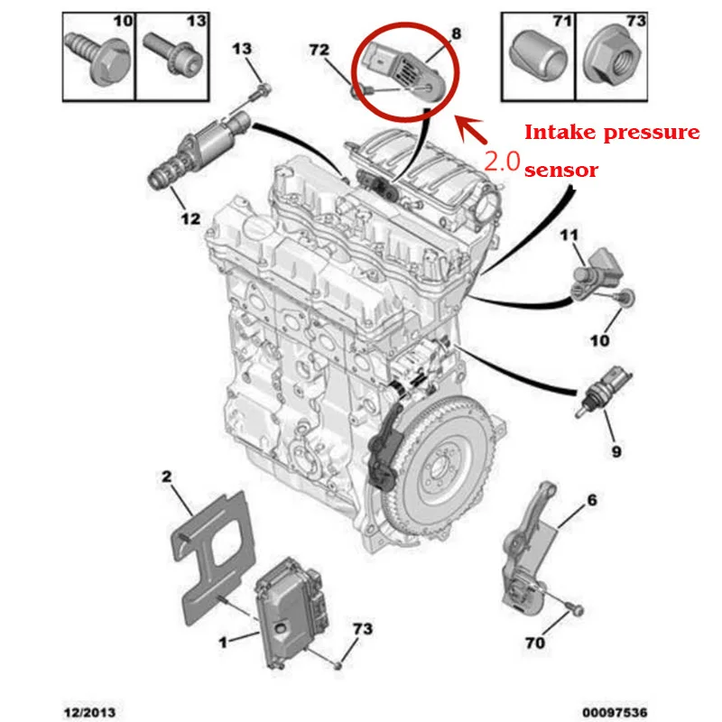 457403 1920AC 0261230058 9639418980 Intake Pressure Sensor for Peugeot 307 308 408 Citroen C4 Sega Xsara Picasso 2.0