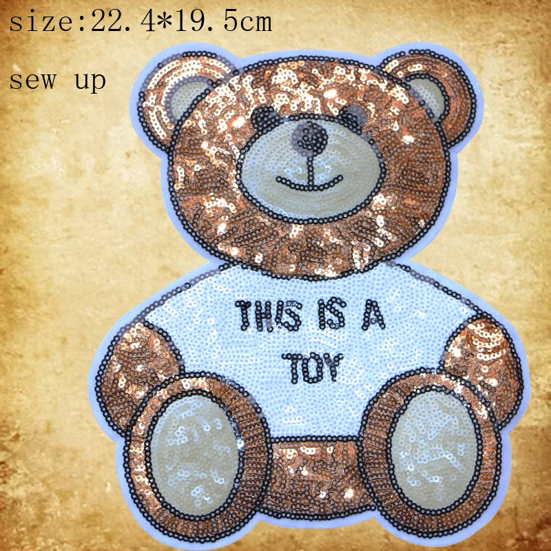 Cute cartoon magic color Sequin rabbit bear patch clothing children\'s decoration repair embroidery patch jacket sewing decals