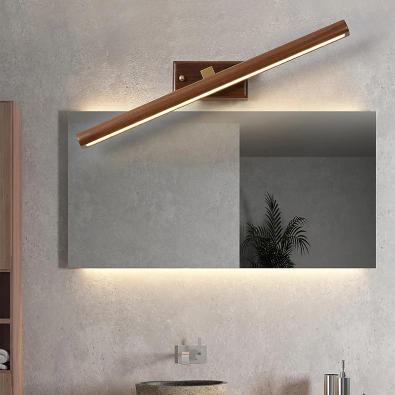 nordico moderno led espelho de luz madeira e cobre rotatable lampada parede interior casa banheiro quarto sala estar arandelas luz 01