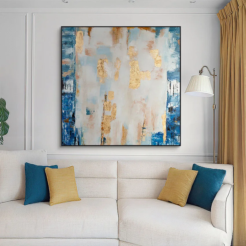 Abstract Gold Foil Handmade Canvas Oil Painting Non-toxic Acrylic Pigment For The Artistic Decoration Of Hotel Living Room Walls