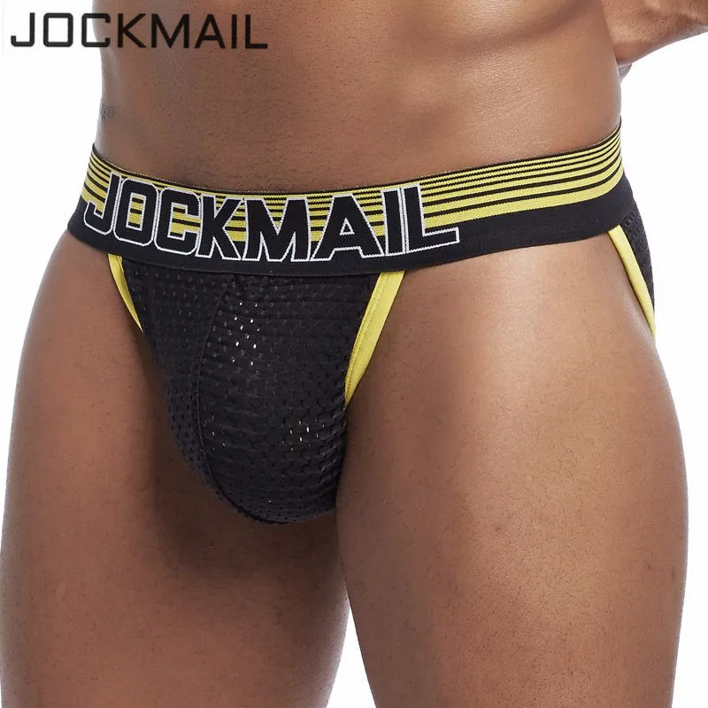 JOCKMAIL Mesh Sexy Men Underwear ice silk Men Briefs Breathable Slip bikini Gay Male Panties Underpants men thongs g strings