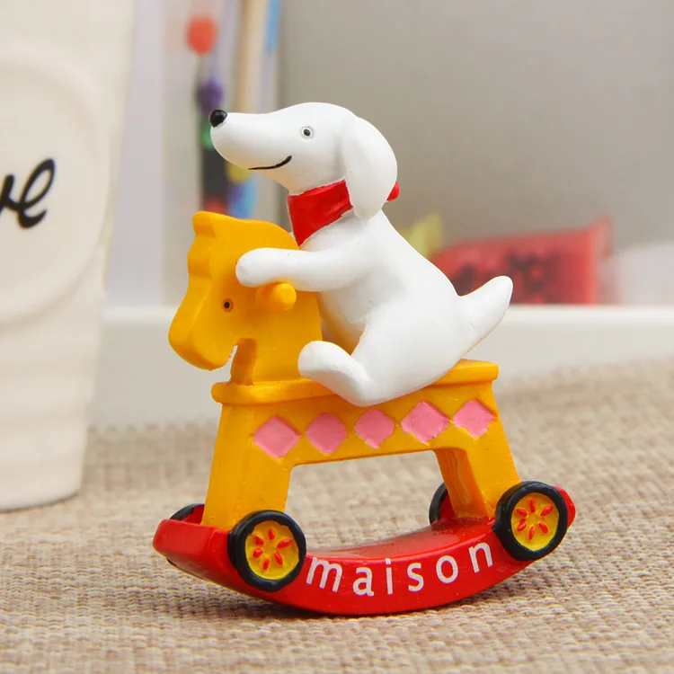 Animal Cute Dog Ride A Horse Toy Figures Desk Accessories Moss Fairy Garden Miniature Puppy DIY Craft Home Decoration Child gift