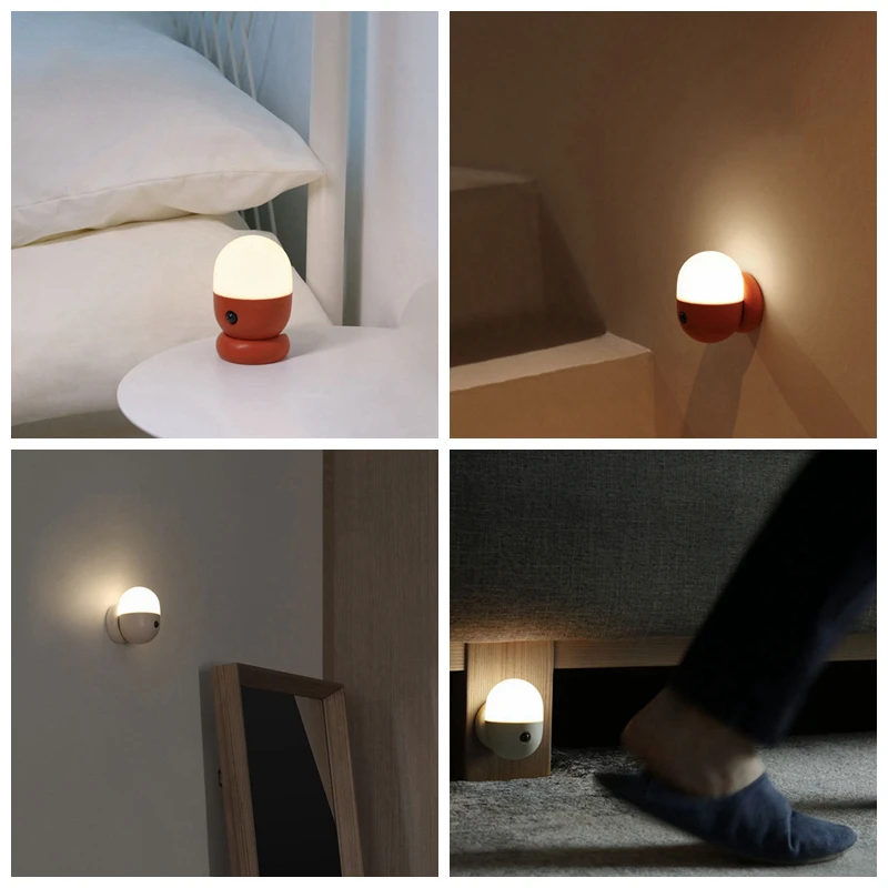 Capsule LED Night Light With PIR Motion Sensor USB Rechargeable Bedroom Bedside Lamp For Kids Baby Night Sensor Light Night Lamp