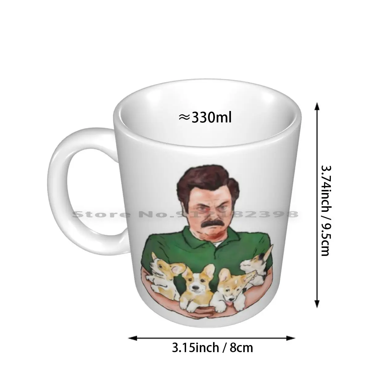 Ron Swanson Holding Corgi Puppies Ceramic Mugs Coffee Cups Milk Tea Mug Ron Swanson Corgi Corgi Puppies Corgi Puppies Ron