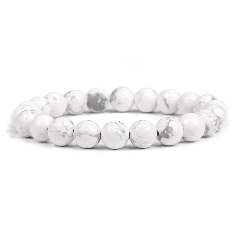 Natural White Howlite Real Stone 4/6/8/10mm Beads Bracelets For Women Men Energy Yoga Stretch Bracelet Meditation Jewerly