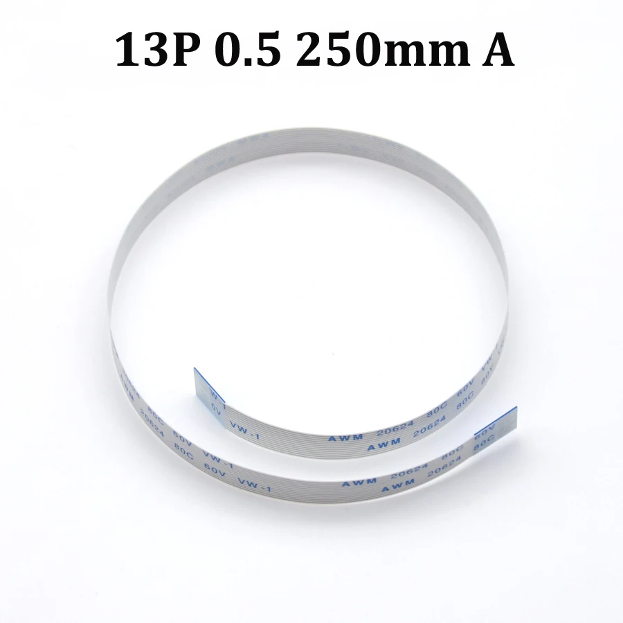 5pcs 13pin FFC FPC flat flexible cable 0.5mm pitch 13 pin A Forward Length 250mm Ribbon Flex Cable AWM 20624 80C 60V VW-1