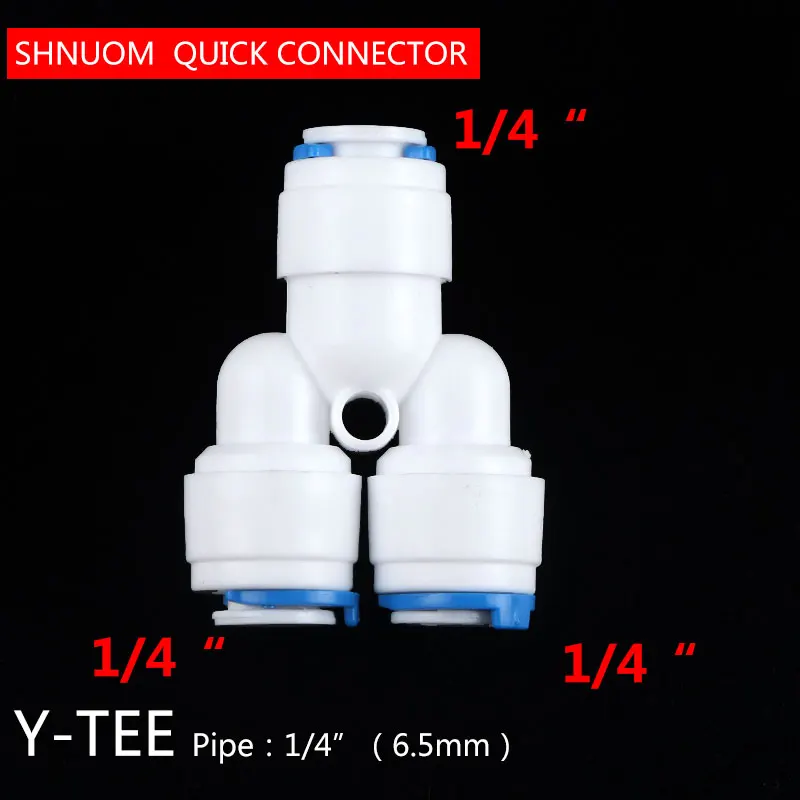 1/4 "3/8" ~ 1/4 "튜브 직경 장 6.5MM9.5MM 3 웨이 티 퀵 커넥트 푸시 피팅 RO 시스템 워터 223 피팅 T Tipy Fast Joint