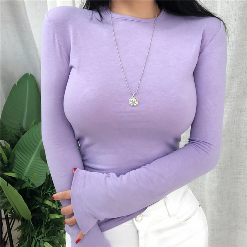 Summer Top Long Sleeve Korean Style Spring Fall Sexy T Shirt Women 2024 Fashion Elasticity Woman Clothes Slim Tees Tops Femme