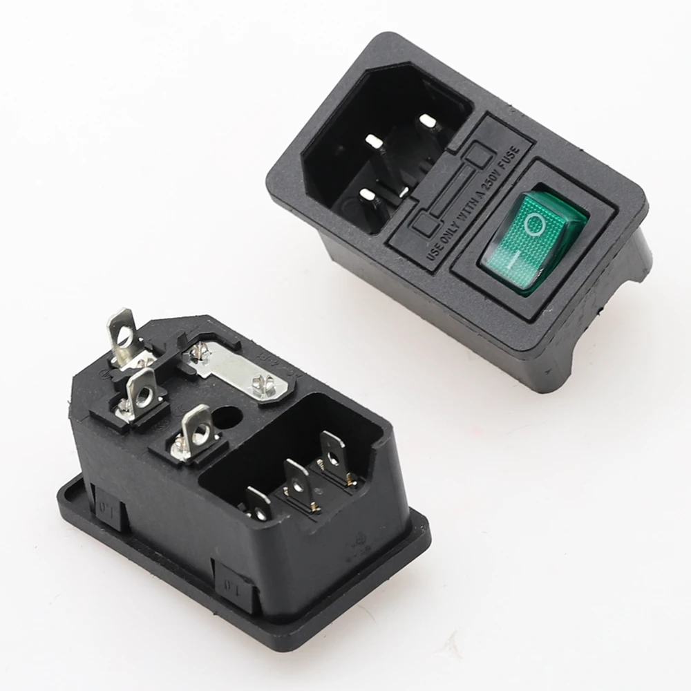 1PC Rocker Switch Fused IEC 320 C14 Inlet Power socket with lamp Fuse Switch Connector Plug Connector with fuse